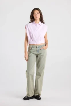America Today New In|T-Shirts & Tops^Boue Inny ouwoze cropped boue et krijttreep