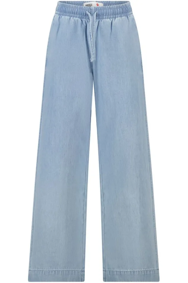 America Today Broeken^Broek Primrose Jr denim broek met elastische taille en koorden