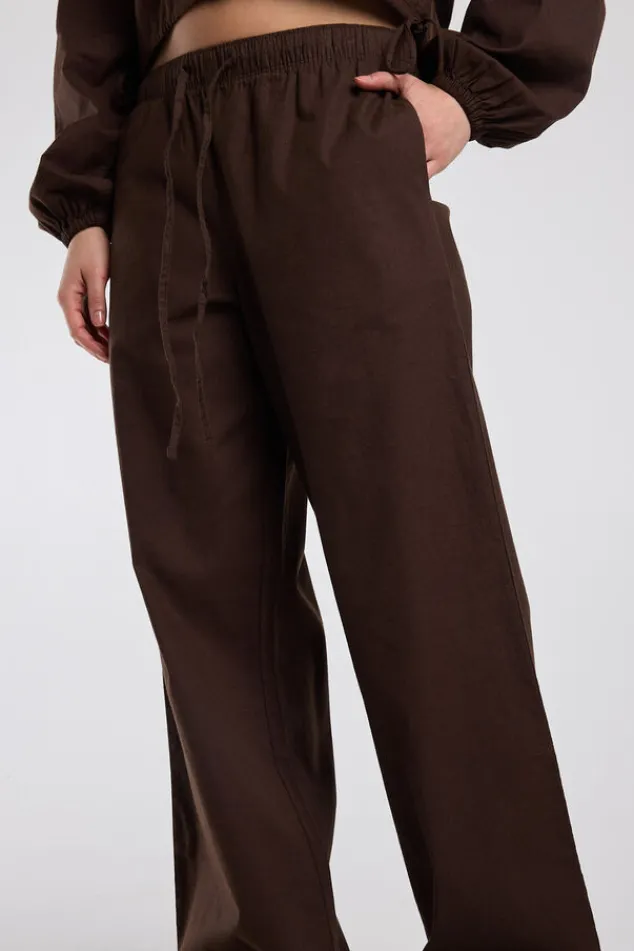 America Today Linnen|Broeken^Broek Proie innen broek et high wait en trekkoord