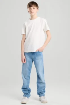 America Today Jeans^Dexter Jr jeans straight fit jeans met ritssluiting en stretch