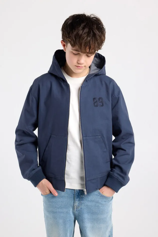 America Today Jassen & Regenjassen^Hooded Bomber Judd JR canvas bomber met capuchon en borstembroidery