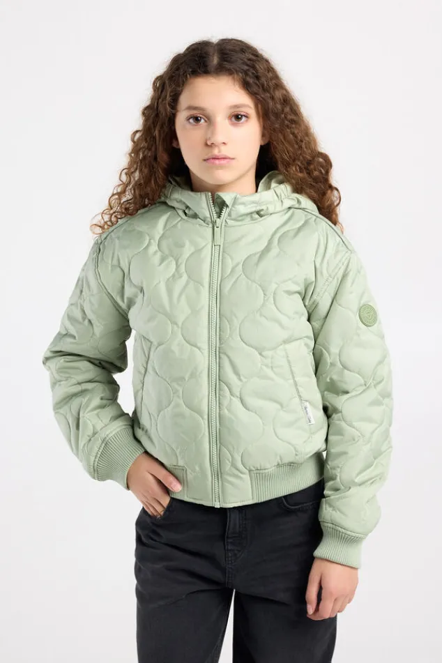 America Today Jassen & Regenjassen^Jas Joanna JR gewatteerde jas met capuchon en gekleurde schouderbies