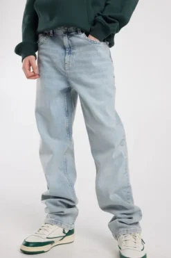 America Today Jeans^Jeans Dexter Jr straight fit jeans met rits en elastische tailleband