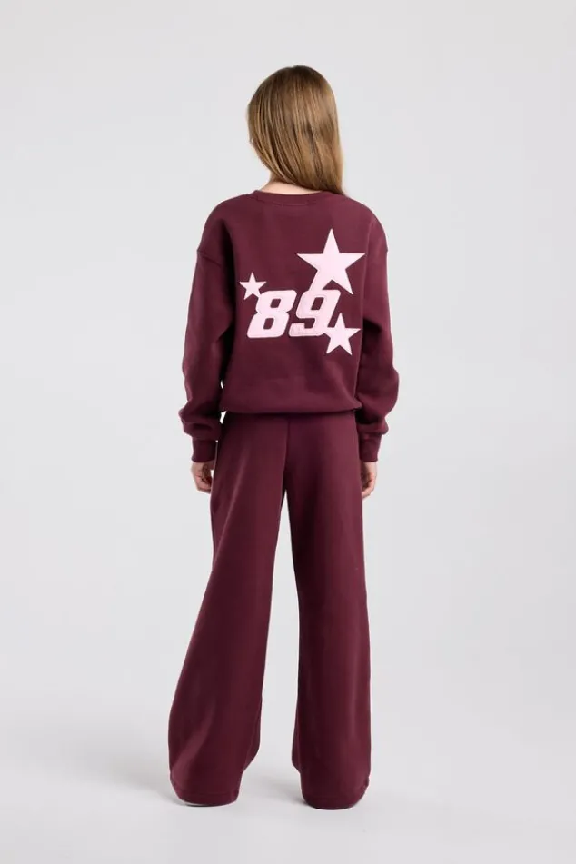 America Today Broeken|Joggingbroeken^Joggingbroek Cassia Jr wide leg joggingbroek met bordeaux piping