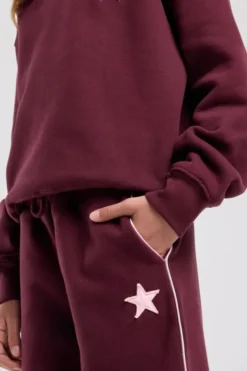 America Today Broeken|Joggingbroeken^Joggingbroek Cassia Jr wide leg joggingbroek met bordeaux piping