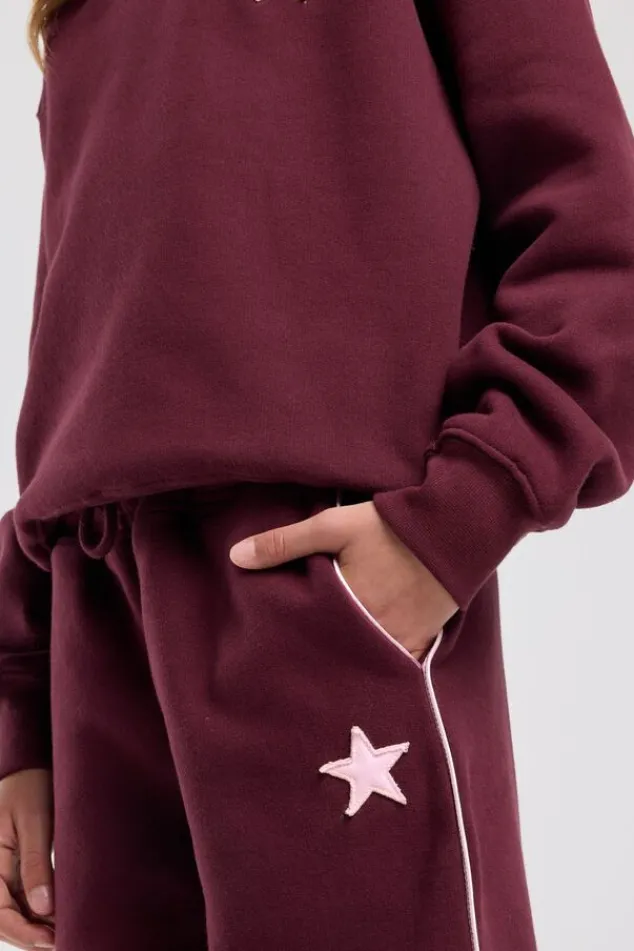 America Today Broeken|Joggingbroeken^Joggingbroek Cassia Jr wide leg joggingbroek met bordeaux piping