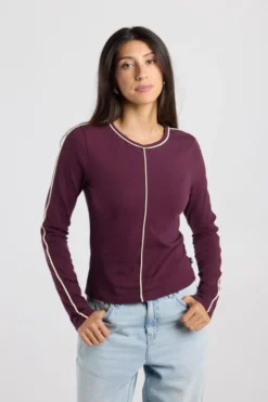 America Today New In|T-Shirts & Tops^ongeeve oi fitted ongeeve et piping
