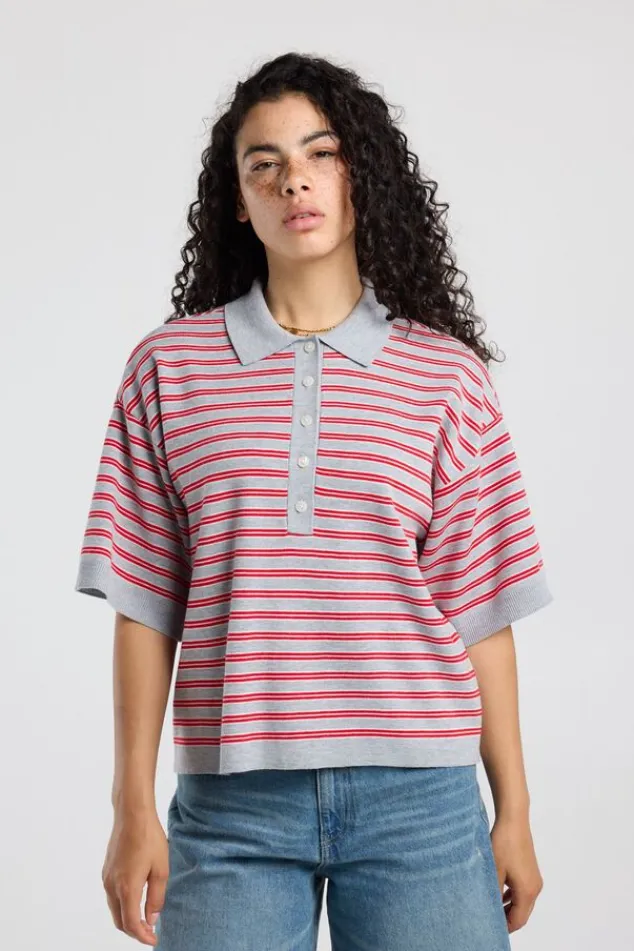 America Today New In|Truien & Vesten^Poo Kirten getreepte ooe fit poo et knoopuiting