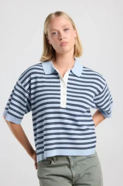 America Today New In|Truien & Vesten^Poo Kirten getreepte ooe fit poo et knoopuiting