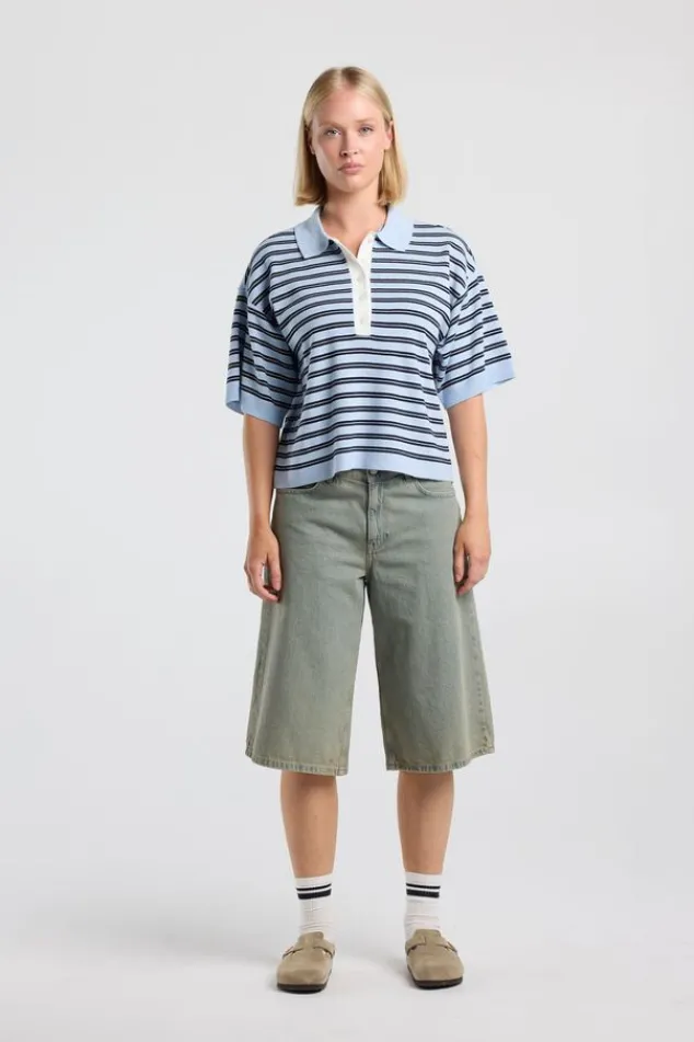 America Today New In|Truien & Vesten^Poo Kirten getreepte ooe fit poo et knoopuiting