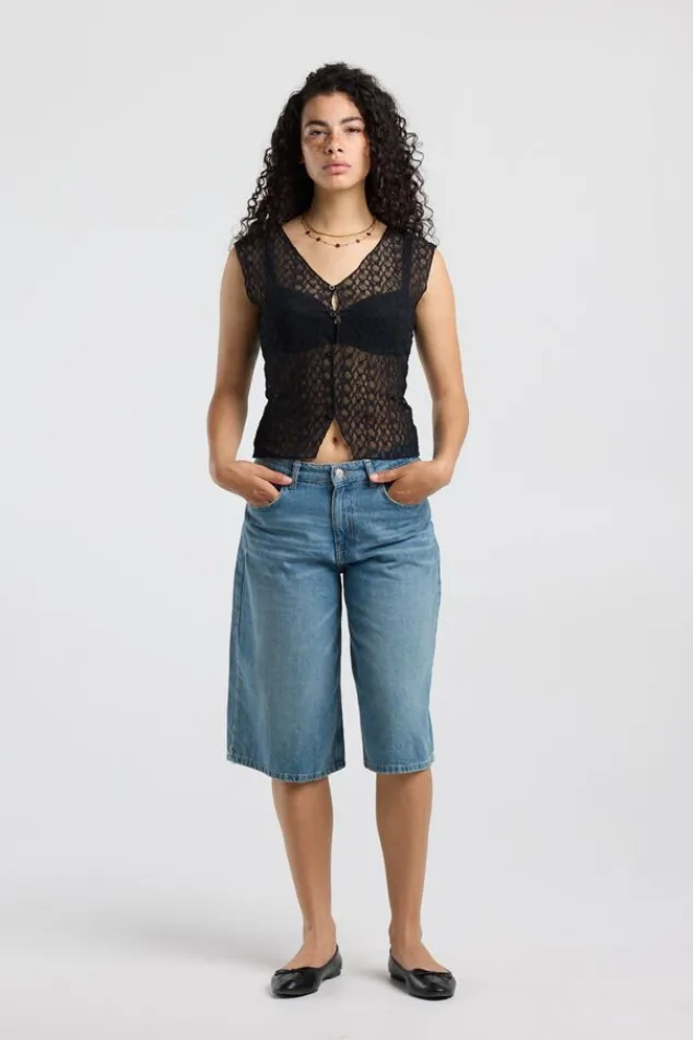 America Today New In|T-Shirts & Tops^Top Gini ouwoze kanten top et V-ha en knoopje