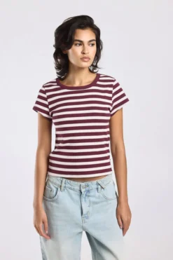 America Today T-Shirts & Tops^T-hirt Eunice getreept t-hirt et hoge eaticiteit