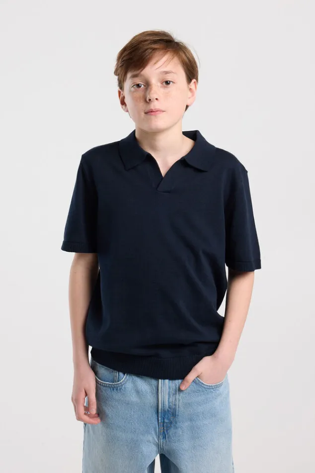 America Today T-Shirts & Tops^T-shirt Kaden Jr relaxed knit polo met open kraag en ribboorden